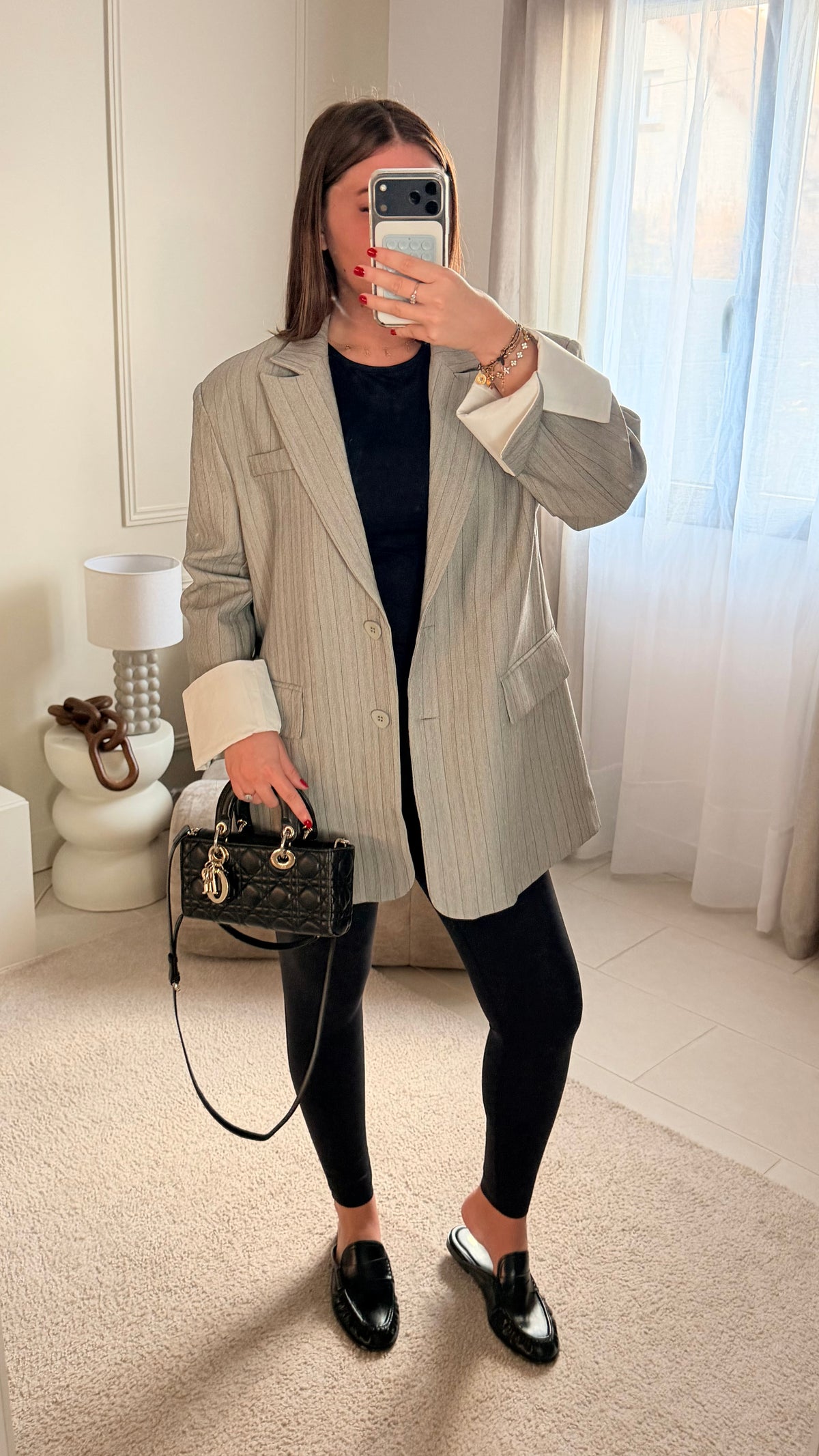Blazer gris clair à rayures