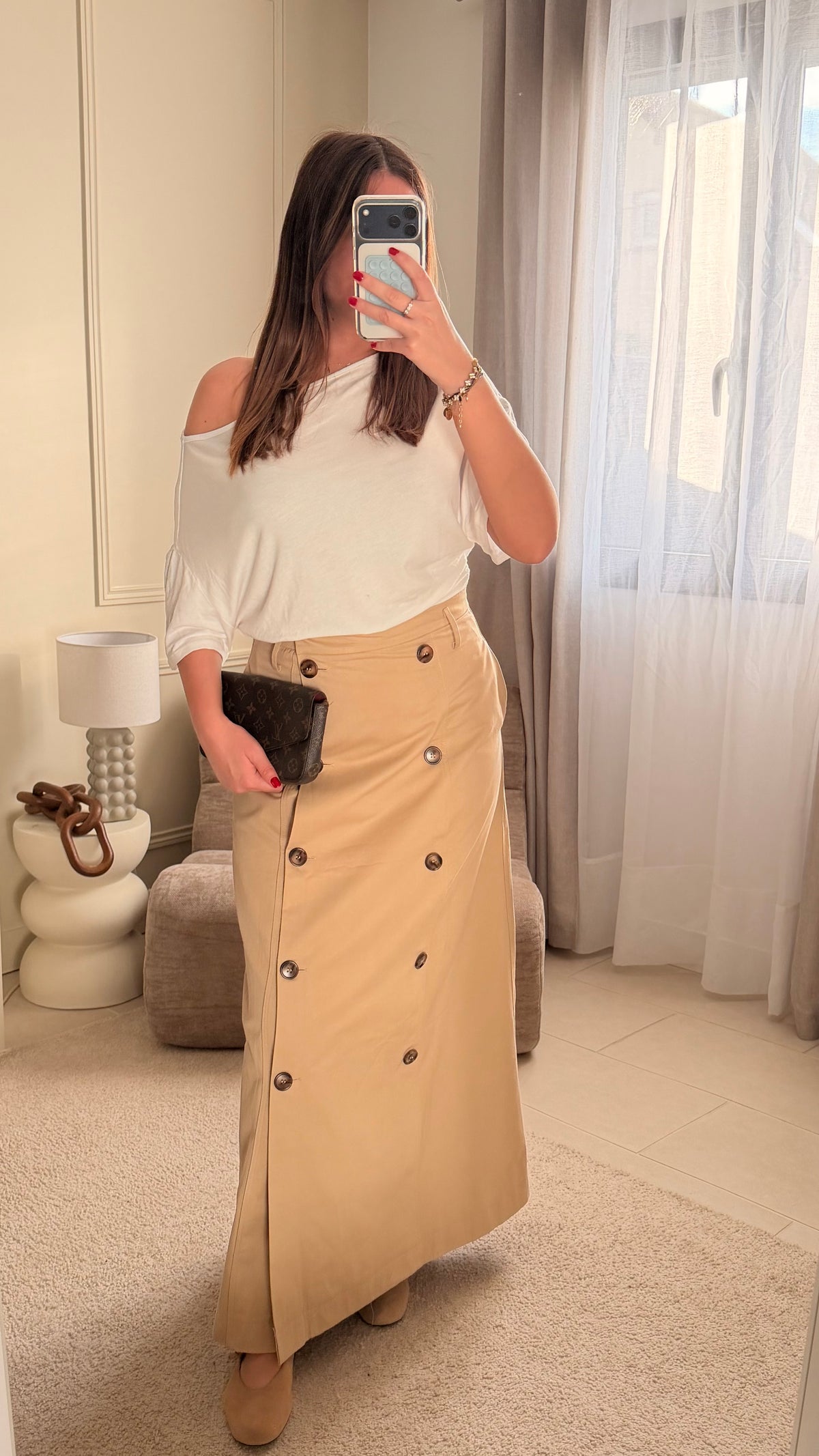 Jupe trench beige