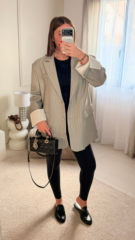 Blazer gris clair à rayures