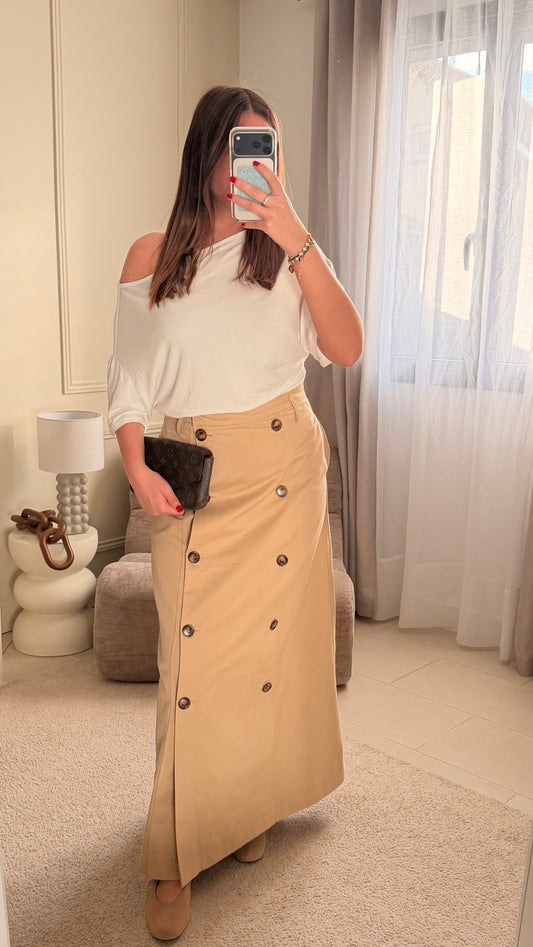 Jupe trench beige